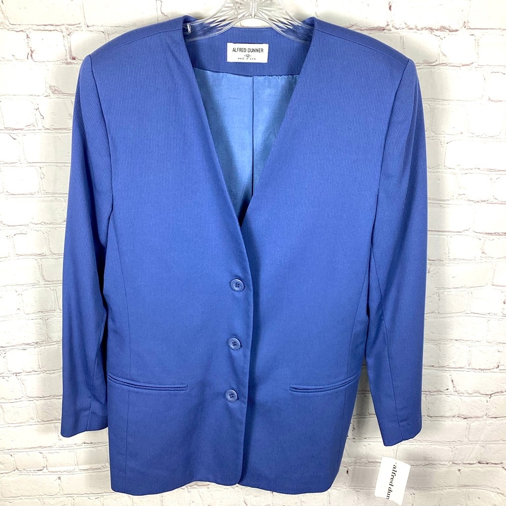 NWT Alfred Dunner Jacket Blazer Ceil Blue Women’s Size 12‎ 3 Button Office Wear